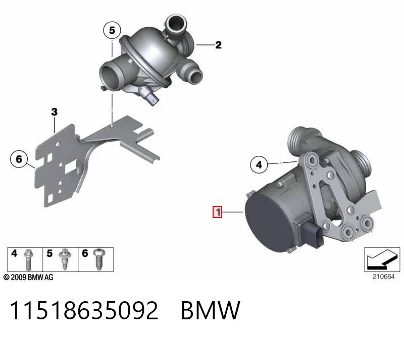 11518635092 BMW Bomba de água (bomba) de esfriamento, adicional elétrica