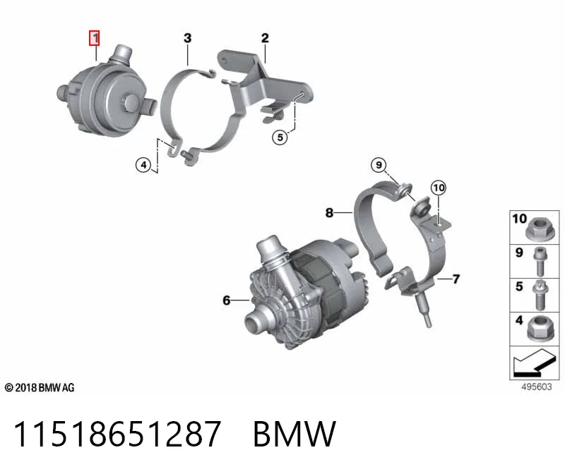 11518651287 BMW Bomba de água (bomba) de esfriamento, adicional elétrica