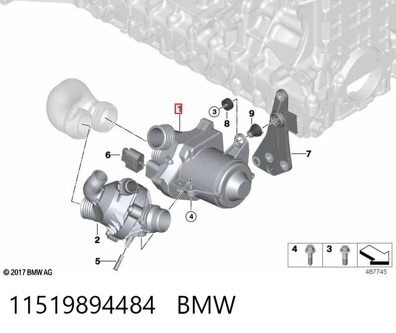 11519894484 BMW Bomba de água (bomba) de esfriamento, adicional elétrica
