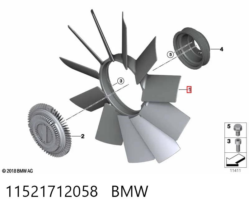 11521712058 BMW Ventilador (roda de aletas) do radiador de esfriamento