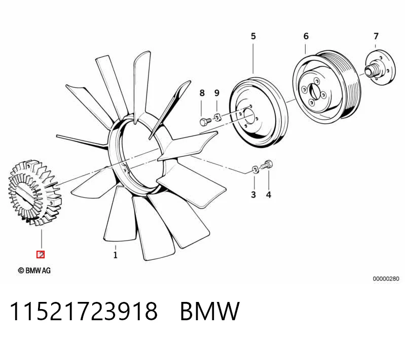 11521723918 BMW Acoplamento viscoso de ventilador de esfriamento