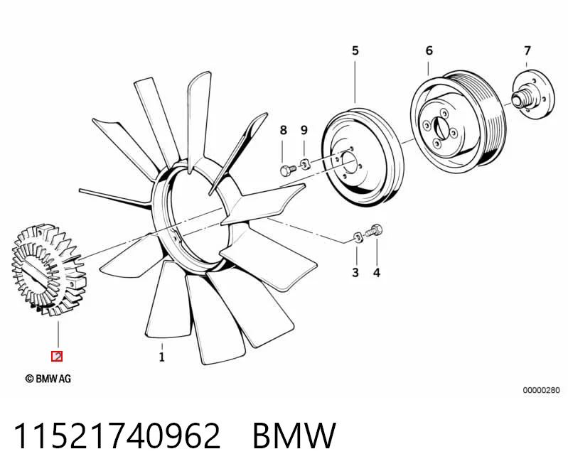 11521740962 BMW Acoplamento viscoso de ventilador de esfriamento