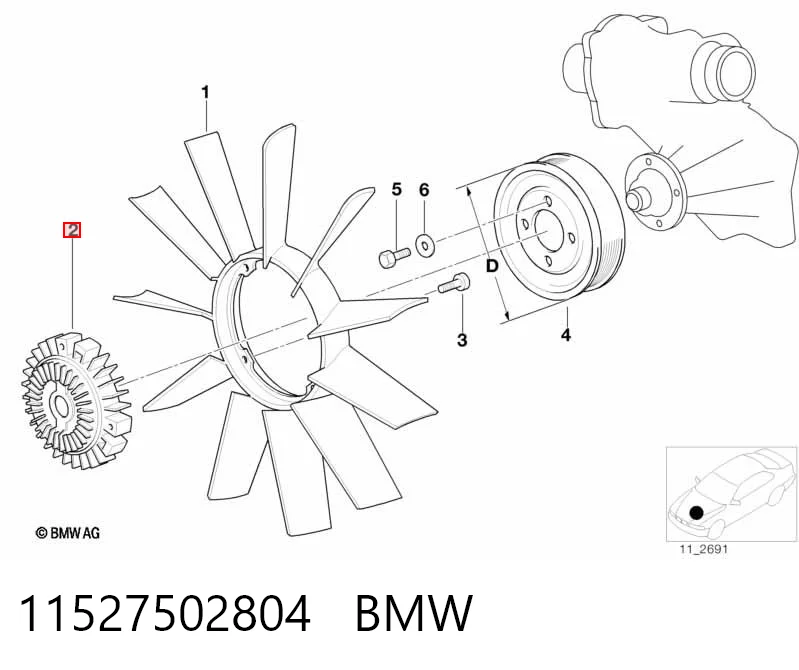 11527502804 BMW Acoplamento viscoso de ventilador de esfriamento
