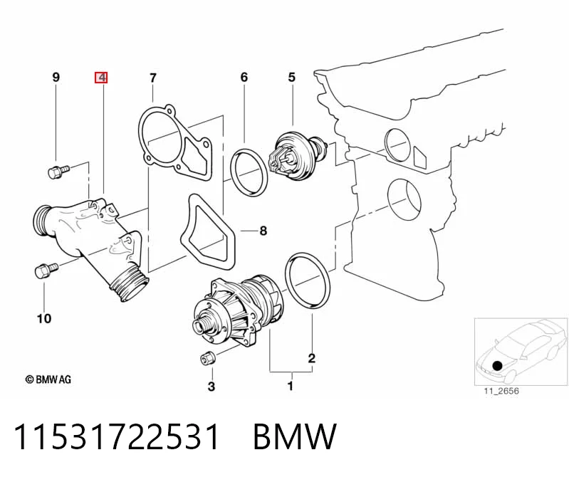 11531722531 BMW Caixa do termostato