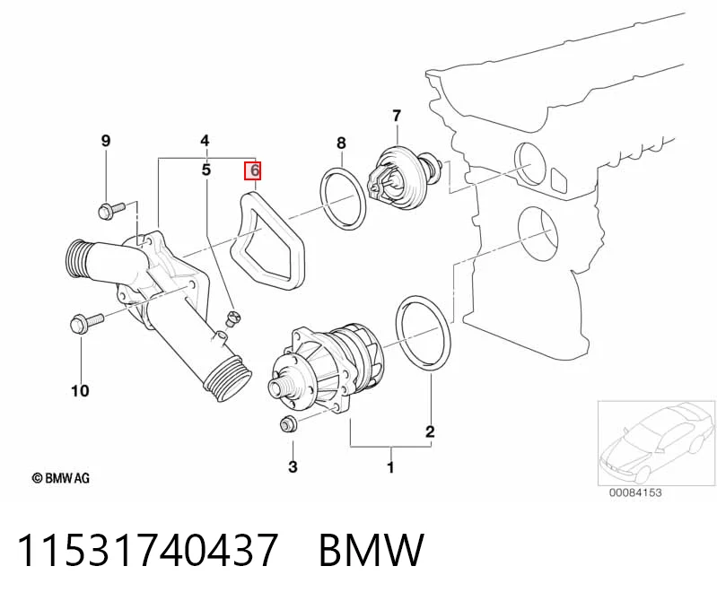 11531740437 BMW Vedante de caixa do termostato