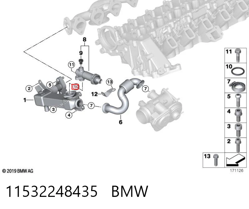 11532248435 BMW Vedante de refrigerador EGR do sistema de recirculação dos gases
