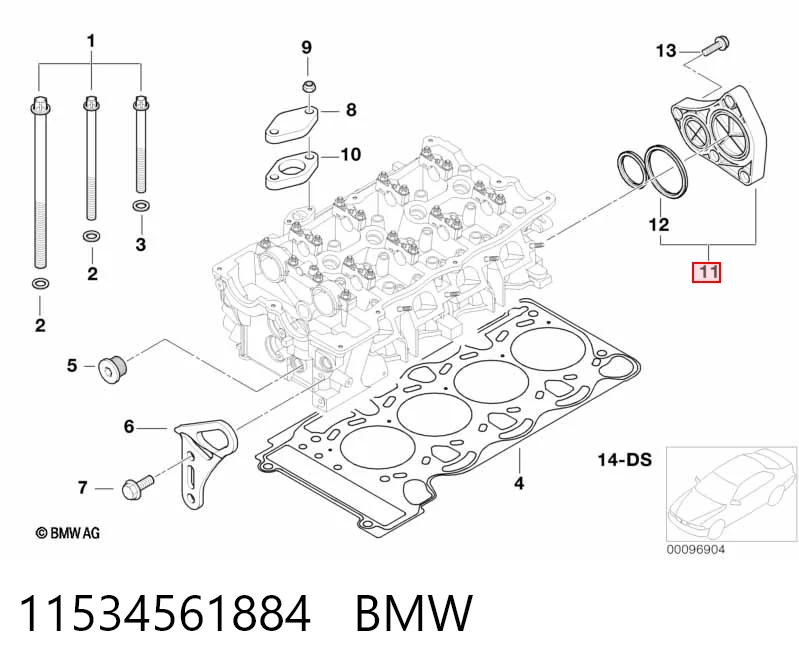 11534561884 BMW Tampa traseira de cabeça de motor (CBC)