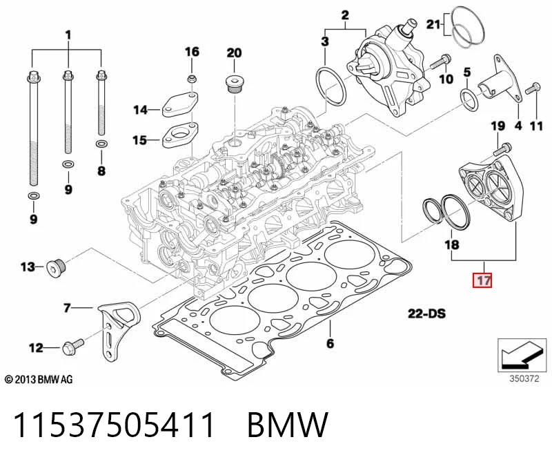 11537505411 BMW Tampa traseira de cabeça de motor (CBC)