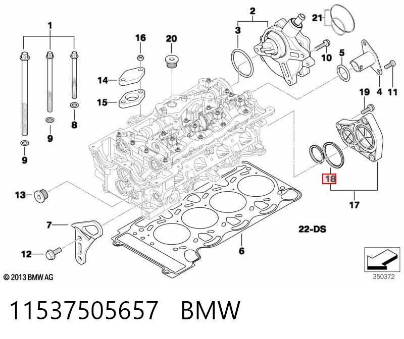11537505657 BMW Vedante de tampa traseira do bloco de cilindros