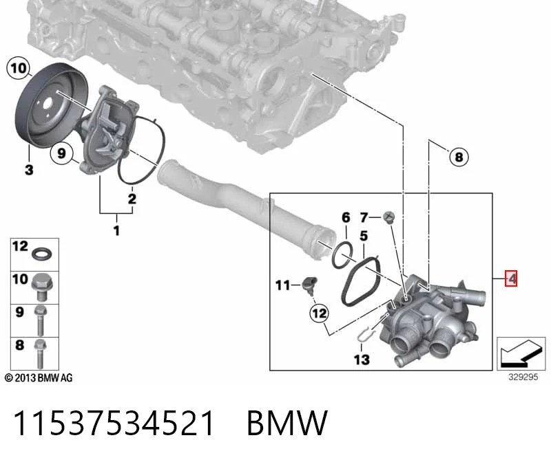 11537534521 BMW Caixa do termostato