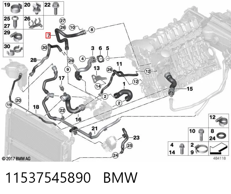 11537545890 BMW Mangueira (cano derivado) do termostato