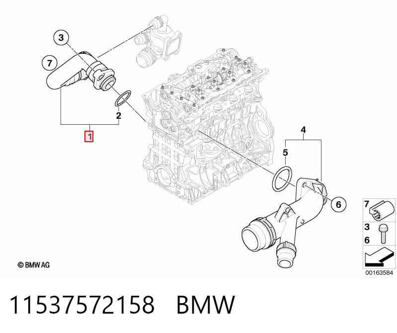 11537572158 BMW Mangueira (cano derivado) do termostato