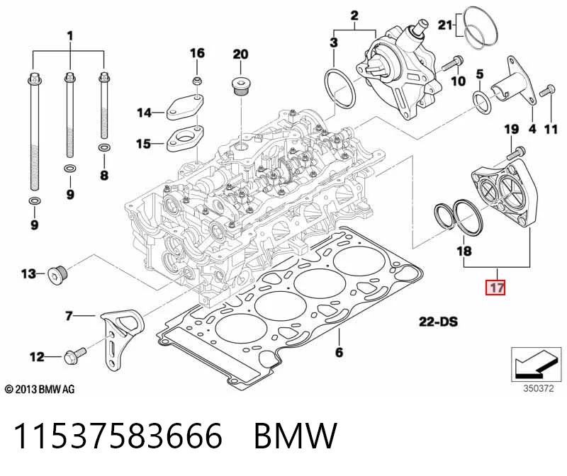 11537583666 BMW Tampa traseira de cabeça de motor (CBC)