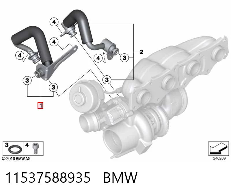 11537588935 BMW Mangueira (cano derivado) de esfriamento por líquido de turbina, fornecimento
