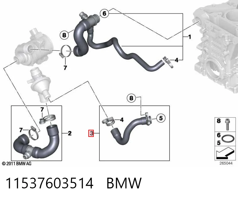 11537603514 BMW Mangueira (cano derivado) do termostato