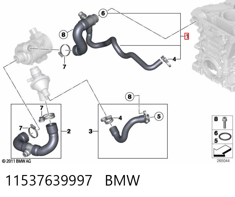 11537639997 BMW Mangueira (cano derivado) do sistema de esfriamento