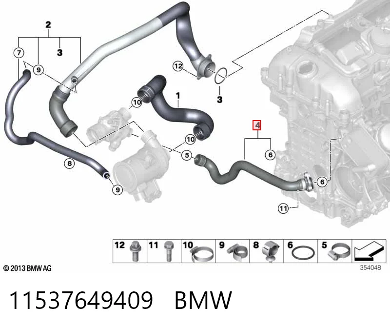 11537649409 BMW Mangueira (cano derivado) do sistema de esfriamento