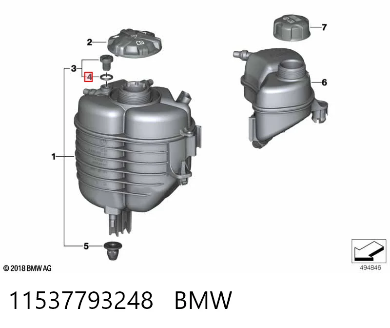 11537793248 BMW Tanque de expansão do sistema de esfriamento