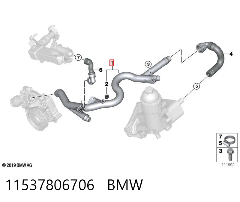 11537806706 BMW Mangueira (cano derivado) de bomba de água de admissão