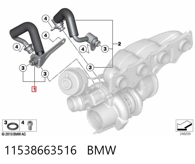 11538663516 BMW Mangueira (cano derivado) de esfriamento por líquido de turbina, fornecimento