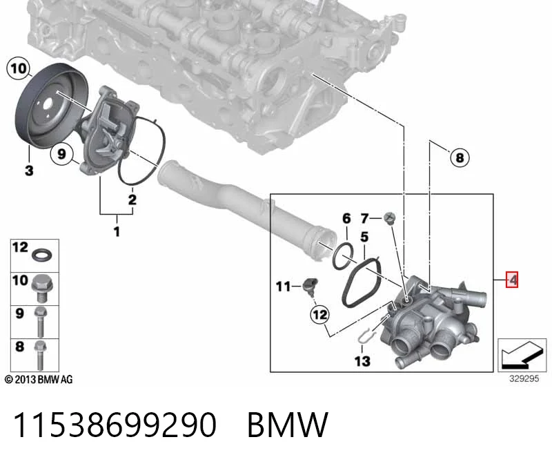 11538699290 BMW Caixa do termostato