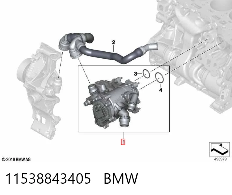 11538843405 BMW Caixa do termostato