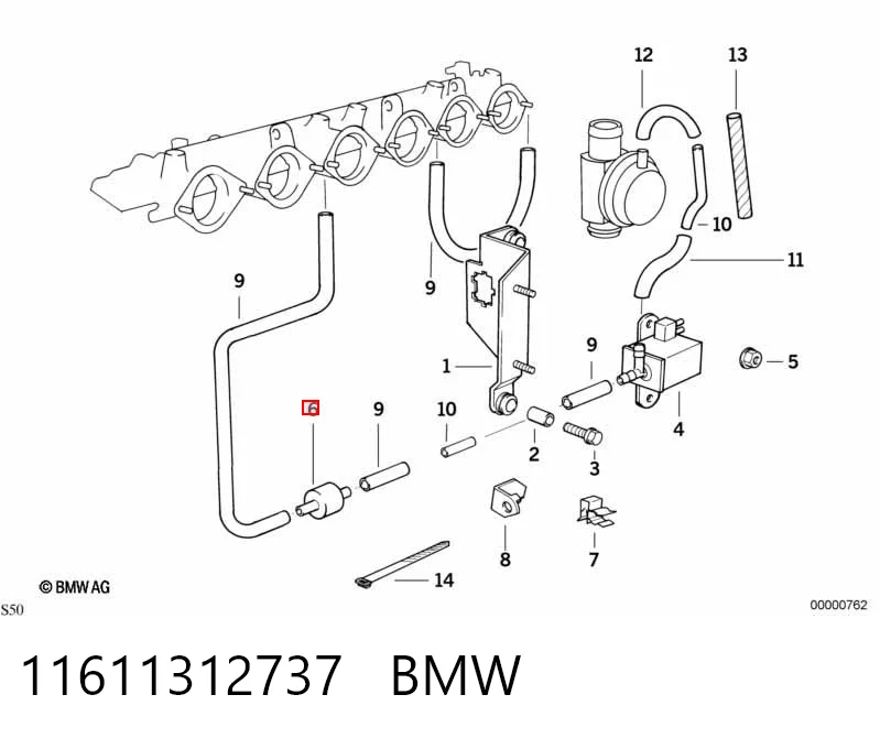 11611312737 BMW Válvula de retorno pneumática