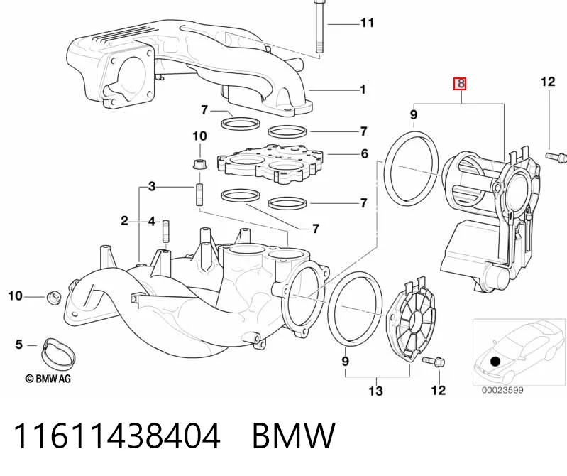 11611438404 BMW Regulador de mudança do comprimento de tubo coletor de admissão