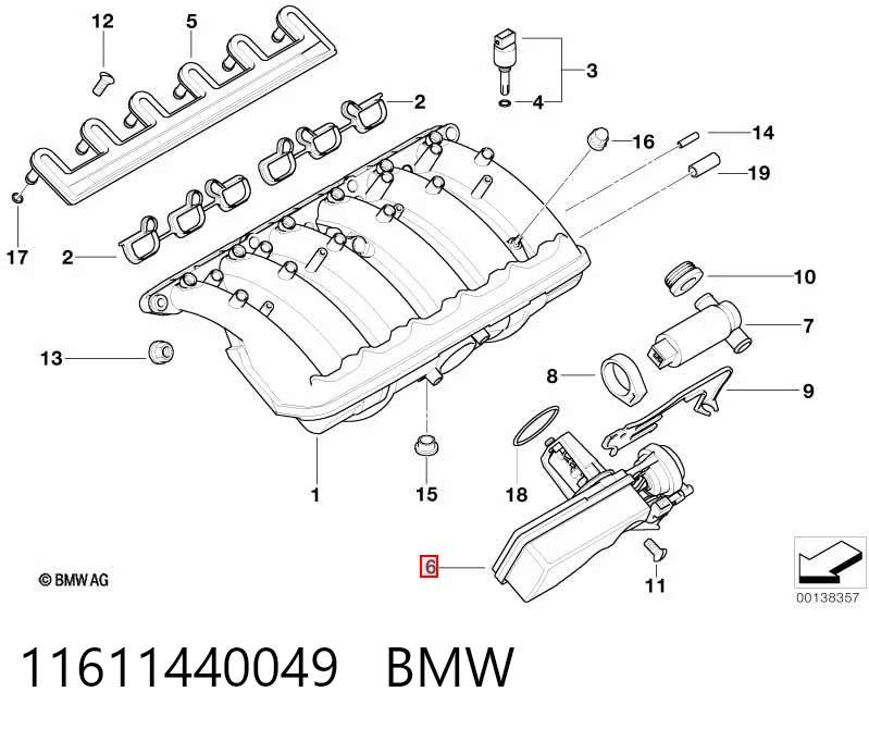 11611440049 BMW Regulador de mudança do comprimento de tubo coletor de admissão