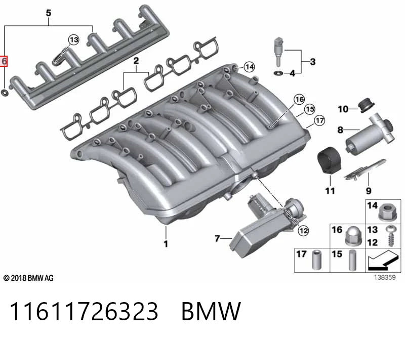 11611726323 BMW Vedante anular de tubos do sistema de lubrificação