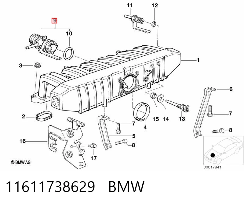 11611738629 BMW Flange do sistema de esfriamento (união em T)