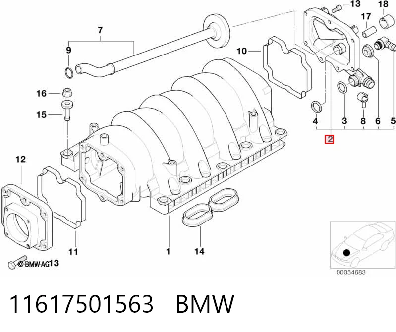 11617501563 BMW Tampa traseira de tubo coletor de admissão