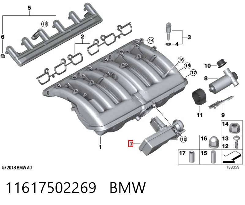 11617502269 BMW Regulador de mudança do comprimento de tubo coletor de admissão