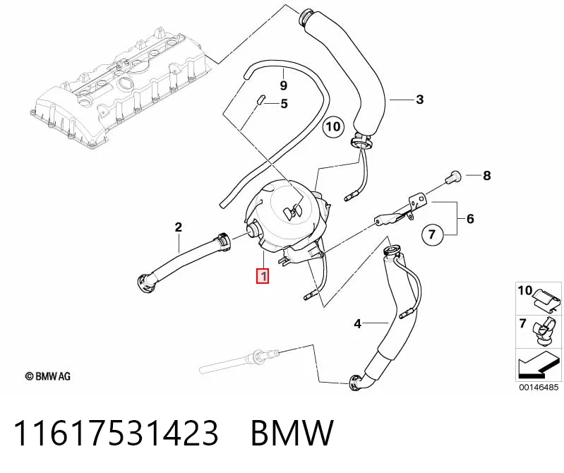 11617531423 BMW Válvula PCV de ventilação dos gases de cárter