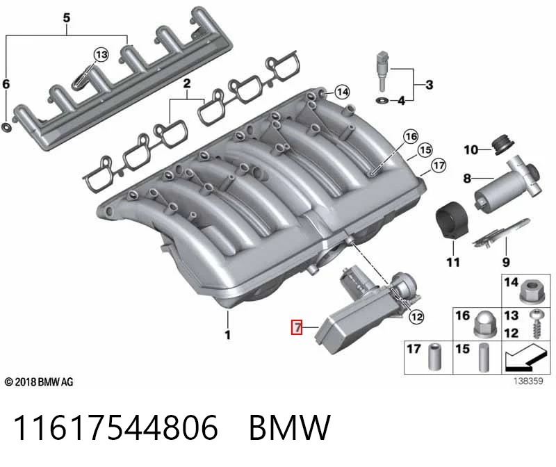 11617544806 BMW Regulador de mudança do comprimento de tubo coletor de admissão