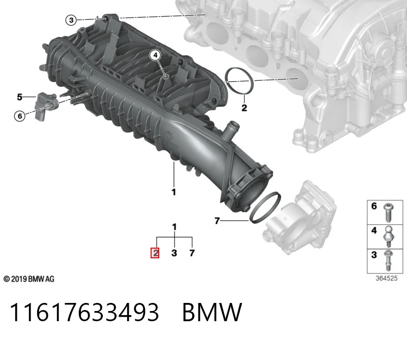 Vedante de tubo coletor de admissão BMW 2 Active Tourer F45