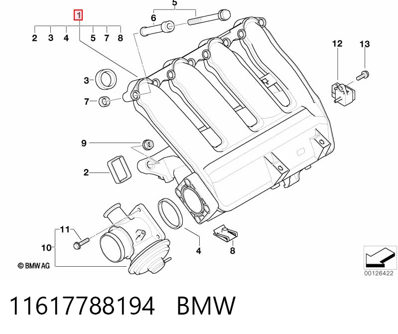 11617788194 BMW Tubo coletor de admissão