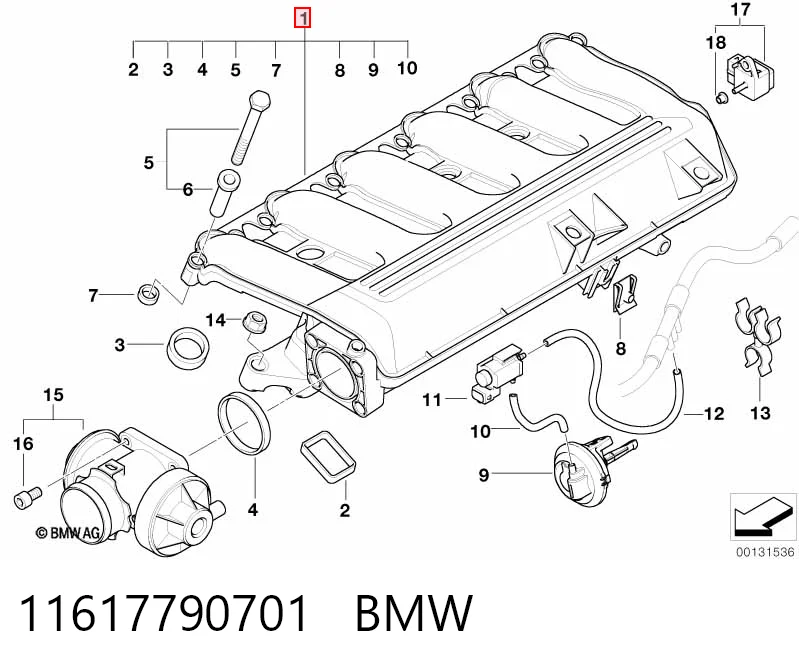 11617790701 BMW Tubo coletor de admissão