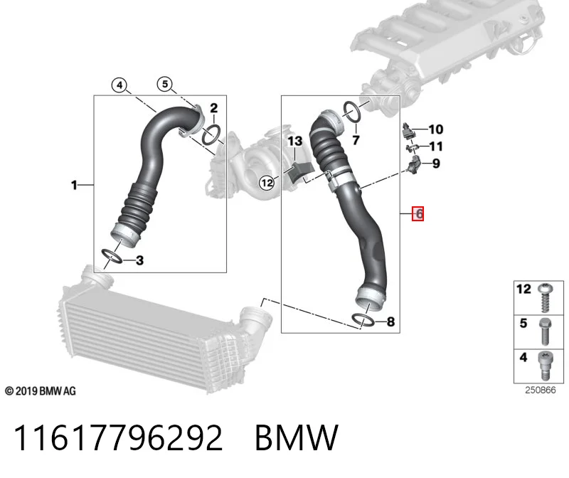 11617796292 BMW Mangueira (cano derivado) de intercooler