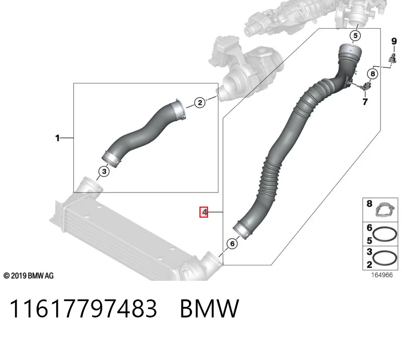 11617797483 BMW Mangueira (cano derivado) de intercooler