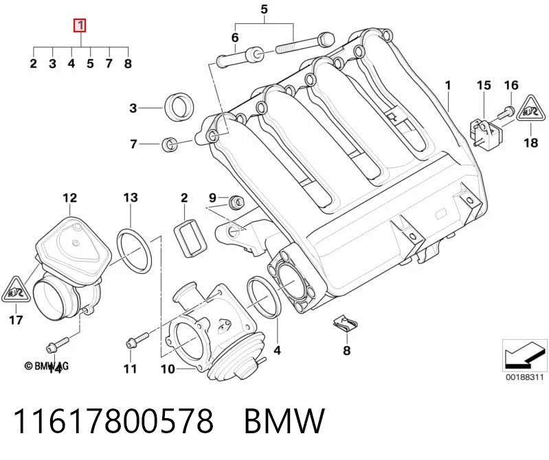 11617800578 BMW Tubo coletor de admissão