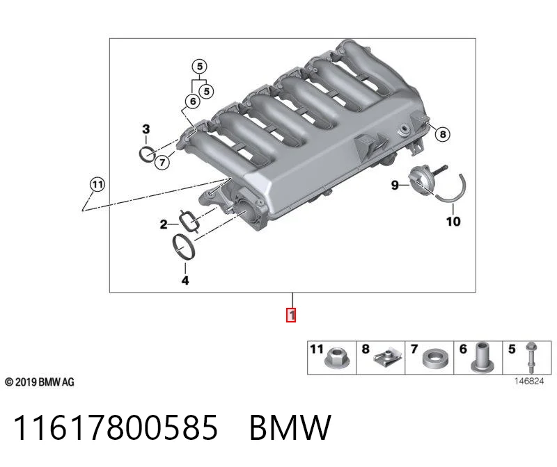 11617800585 BMW Tubo coletor de admissão