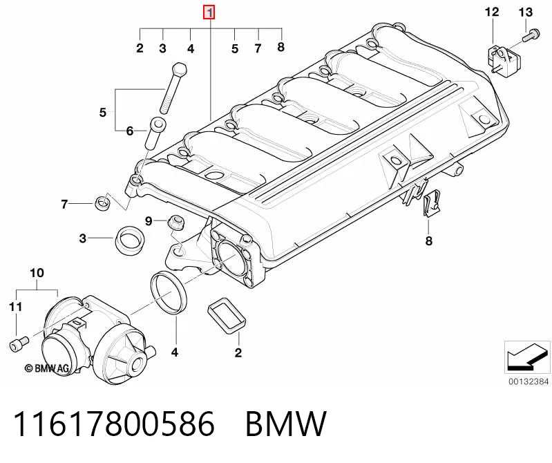 11617800586 BMW Tubo coletor de admissão