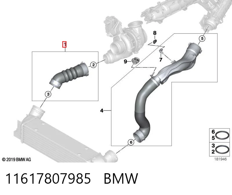 11617807985 BMW Mangueira (cano derivado) de intercooler
