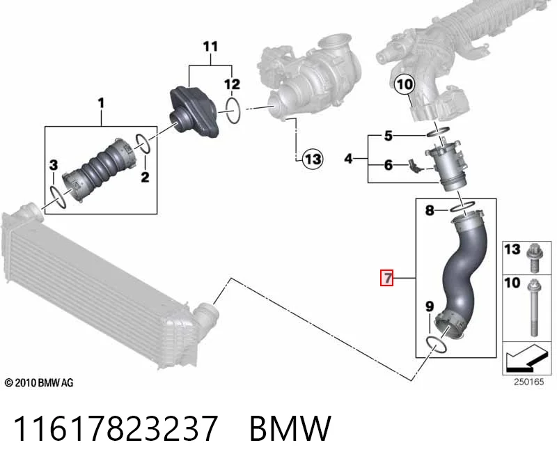 11617823237 BMW Mangueira (cano derivado) de intercooler