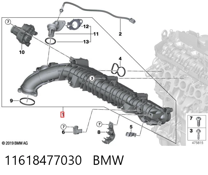 11618477030 BMW Tubo coletor de admissão