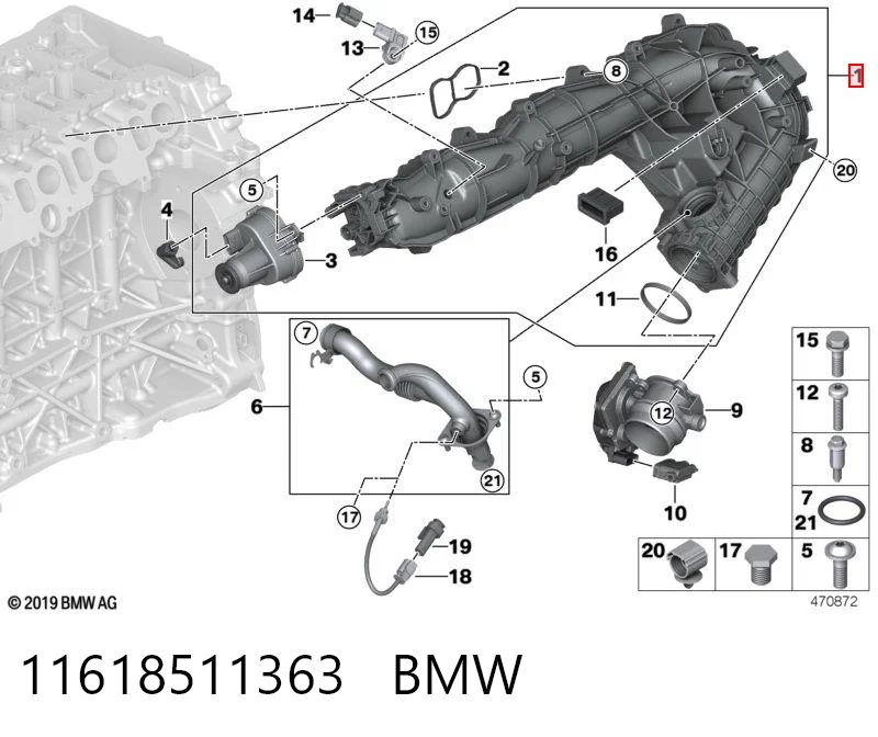 11618511363 BMW Tubo coletor de admissão