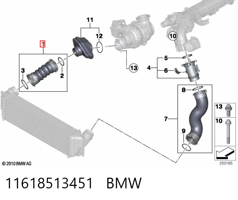 11618513451 BMW Mangueira (cano derivado) de intercooler