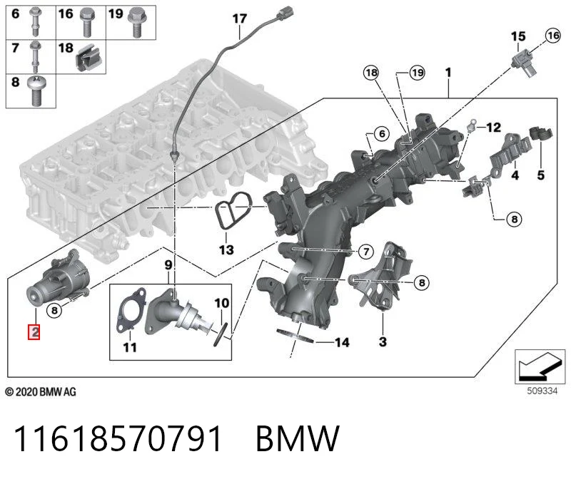 11618570791 BMW Válvula (atuador) de acionamento de comporta EGR