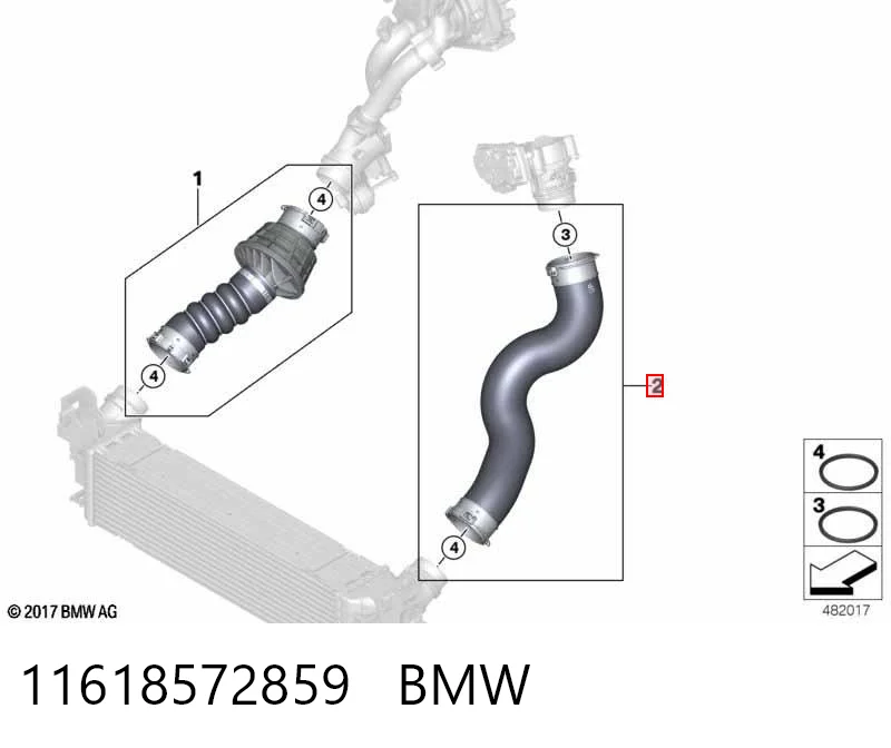 11618572859 BMW Mangueira (cano derivado) de intercooler